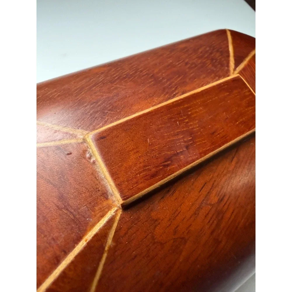 Bombay Company Octagon-Shaped Wooden Jewelry Box Black Velvet Interior No Key